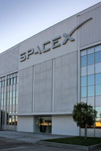 Facade of SpaceX headquarters in California