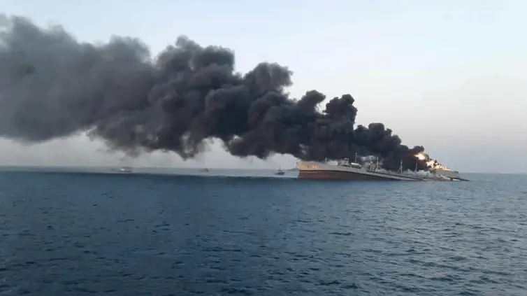 Iran Ship Sinks Fire
